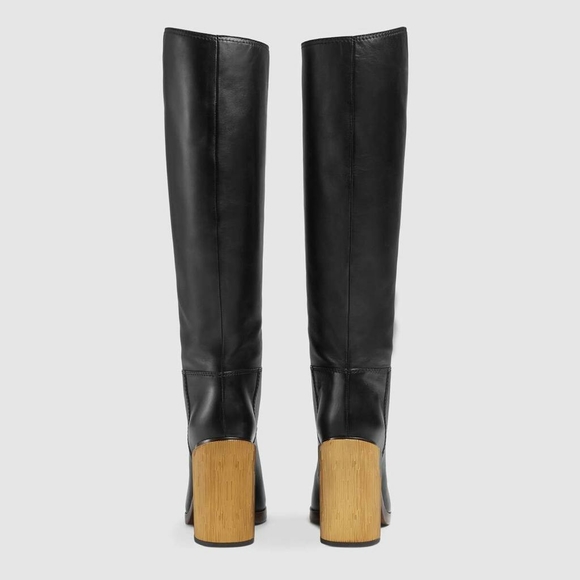 Authentic Gucci Black Leather Knee Boot Size 37.5 - Picture 3 of 6